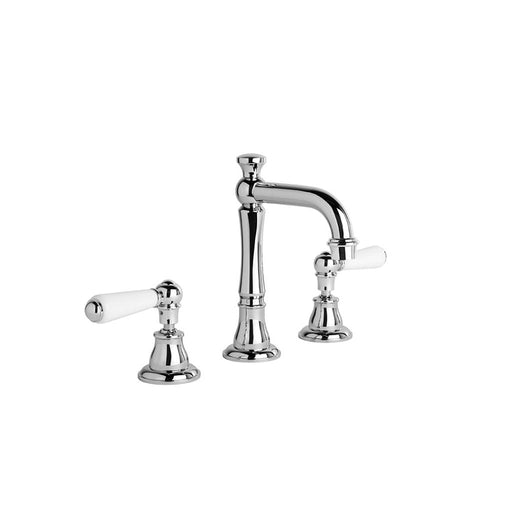 Neu England Basin Set with Traditional Swivel Spout with White Porcelain levers