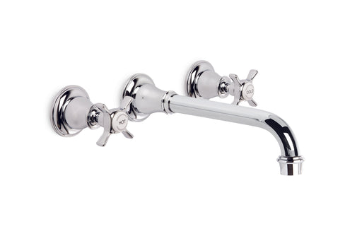 Neu England Wall Bath Set with 210mm Spout (Cross Handles) (Chrome)