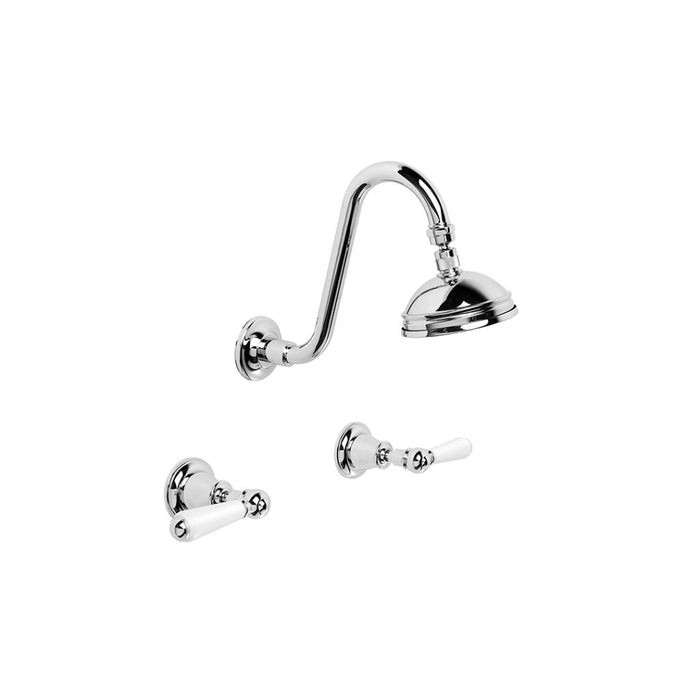 Neu England Shower Set with 100mm Ball Joint Rose (White Porcelain Lever)