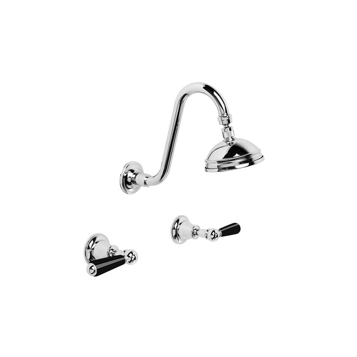 Neu England Shower Set with 100mm Ball Joint Rose (Black Porcelain Lever)
