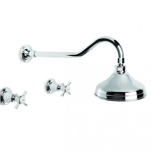 Neu England Level Shower Set with 150mm Ball Joint Rose (Cross Handles) (Chrome)