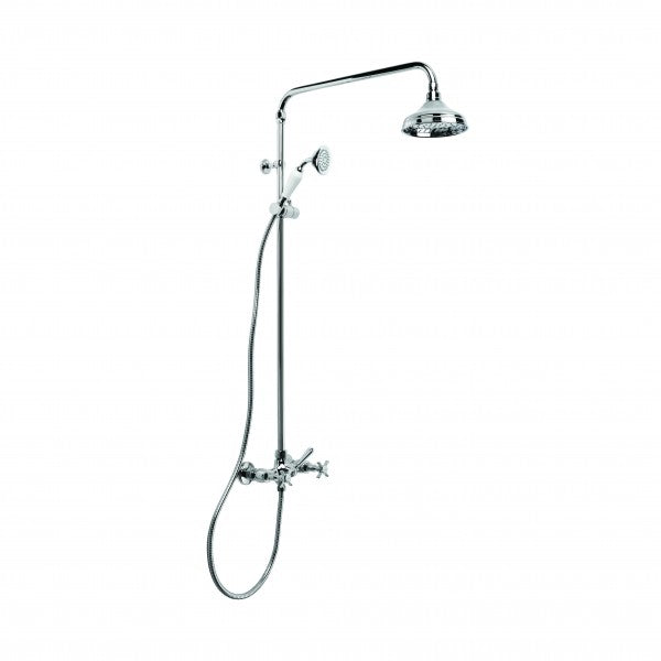 Neu England Exposed Shower Set with 150mm Rose, Rail Shower and Diverter (Chrome)