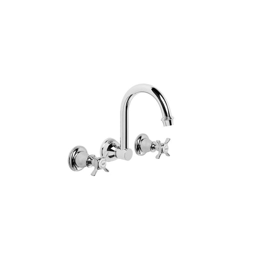 Neu England Wall Bath Set with 190mm Swivel Spout (Cross Handles) (Chrome)