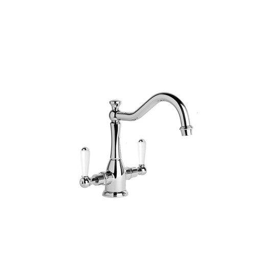 Neu England Kitchen Mixer with Traditional Swivel Spout with White Porcelain Levers