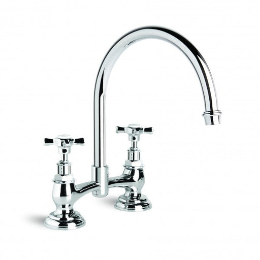 Neu England Kitchen Mixer with Swivel Spout 140mm Fixed Centres (Cross Handles) (Chrome)