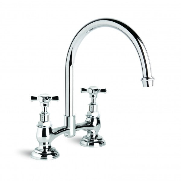 Neu England Kitchen Mixer with Swivel Spout 140mm Fixed Centres (Cross Handles) (Chrome)