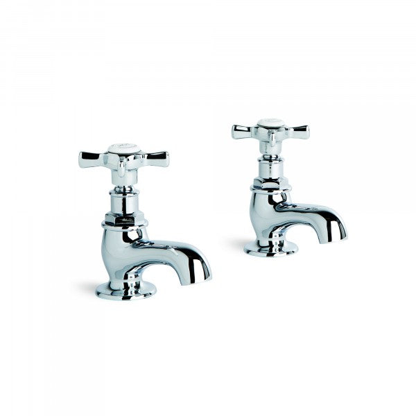 Neu England Pillar Taps Pair (Cross Handles) (Chrome)