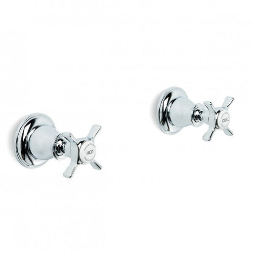 Neu England Wall Taps Pair (Cross Handles) (Chrome)
