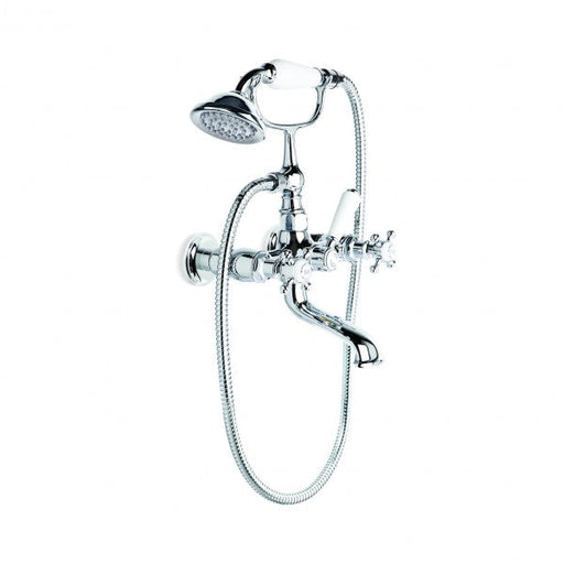 Winslow Bath Mixer with Hand Shower, Wall Mount (Cross Handles) (Chrome)