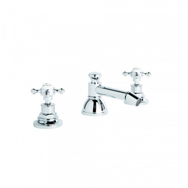 Winslow Bidet Set, 3TH with 32mm Pop Up Waste (Cross Handles) (Chrome)