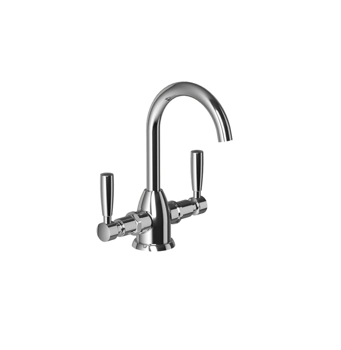 Brodware Manhattan Twin Lever Basin Mixer Gooseneck (Chrome)