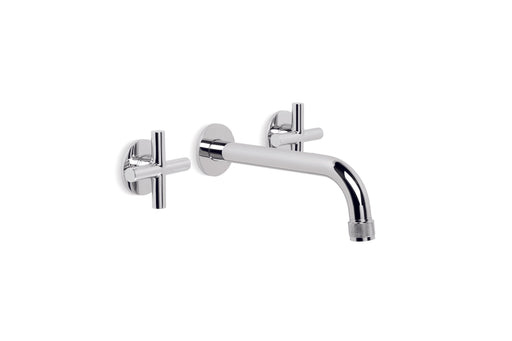 Yokato Wall Bath Set with 160mm Spout and Installation Kit (Cross Handles) (Chrome)
