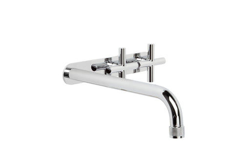 Yokato Wall Bath Set with 200mm Spout, Backplate and Installation Kit (Cross Handles) (Chrome)