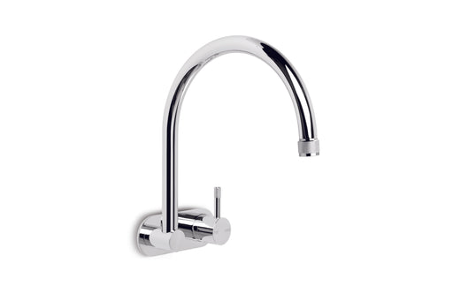 Yokato Wall Mixer Set with 235mm Swivel Spout, Backplate and Installation Kit (Knurled Lever) (Chrome)