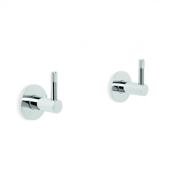 Yokato Wall Taps Pair (Knurled Levers) (Chrome)