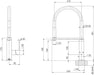Vezz Flexible Hose Sink Mixer (Square) (Line Drawing)