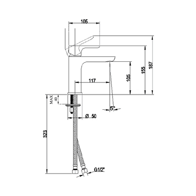 O.novo Basin Mixer Lead Free (Specification Line Drawing)