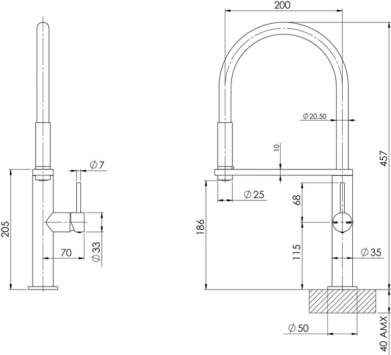 Blix Flexible Hose Sink Mixer (Round) (Chrome)
