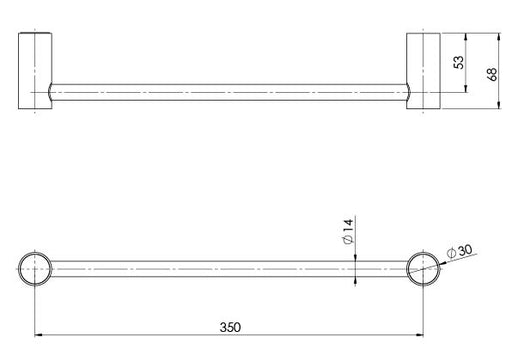 Vivid Slimline Hand Towel Rail (Line Drawing)