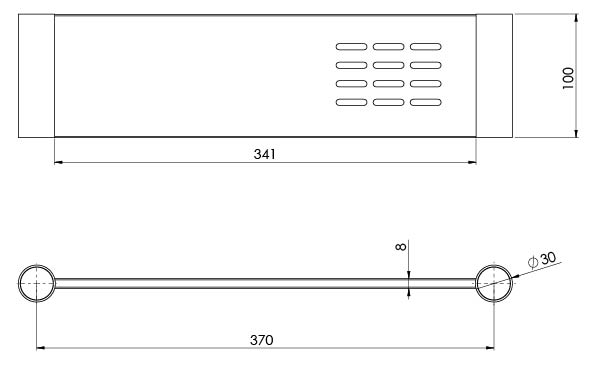 Vivid Slimline Metal Shelf (Line Drawing)