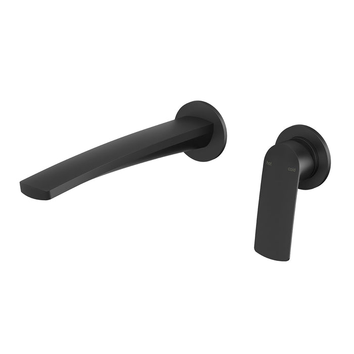 Mekko Wall Basin/Bath Set with 200mm Outlet Round Plates (Matte Black)