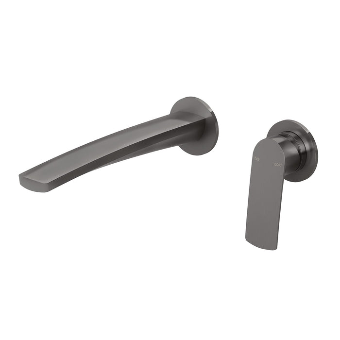 Mekko Wall Basin/Bath Set with 200mm Outlet Round Plates (Brushed Carbon)