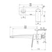 Mekko Wall Basin/Bath Mixer Set 200mm (Matte Black) (Line Drawing)