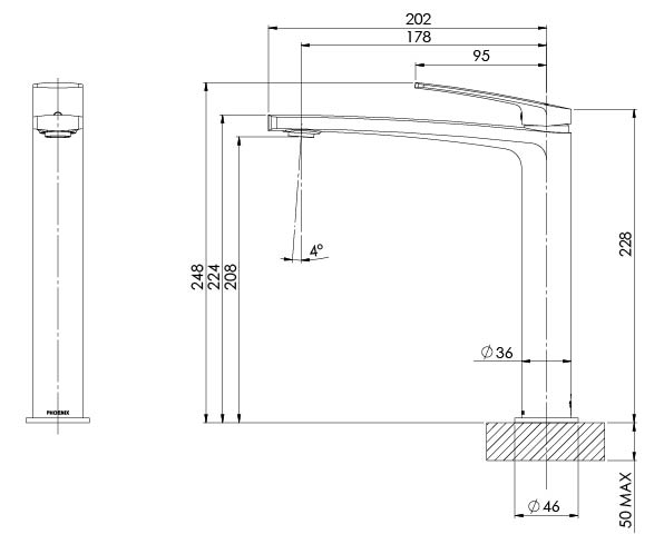 Mekko Vessel Mixer (Matte Black) (Line Drawing)