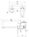 Teel Wall Basin/Bath Mixer Set 200mm (Line Drawing)