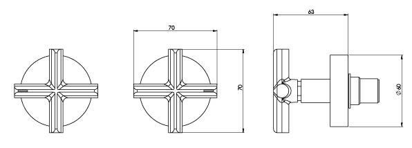 Vivid Slimline Plus Wall Top Assemblies 15mm Extended Spindles (Line Drawing)