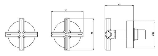 Vivid Slimline Plus Wall Top Assemblies 15mm Extended Spindles (Line Drawing)