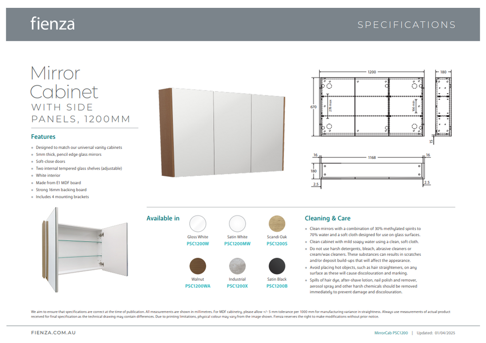 Product Specification information