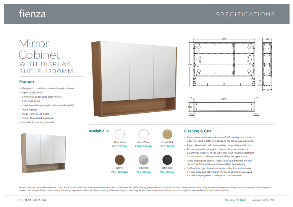 Product Specification Information