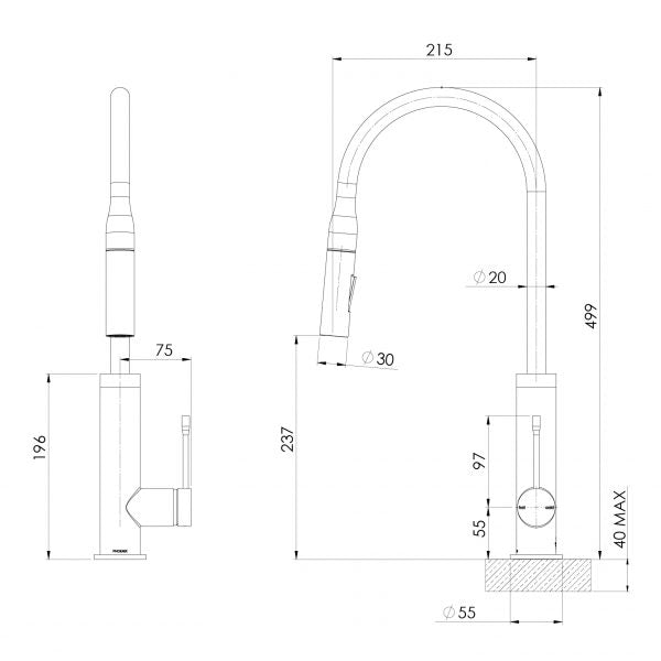 Deja Sink Mixer Line Drawing