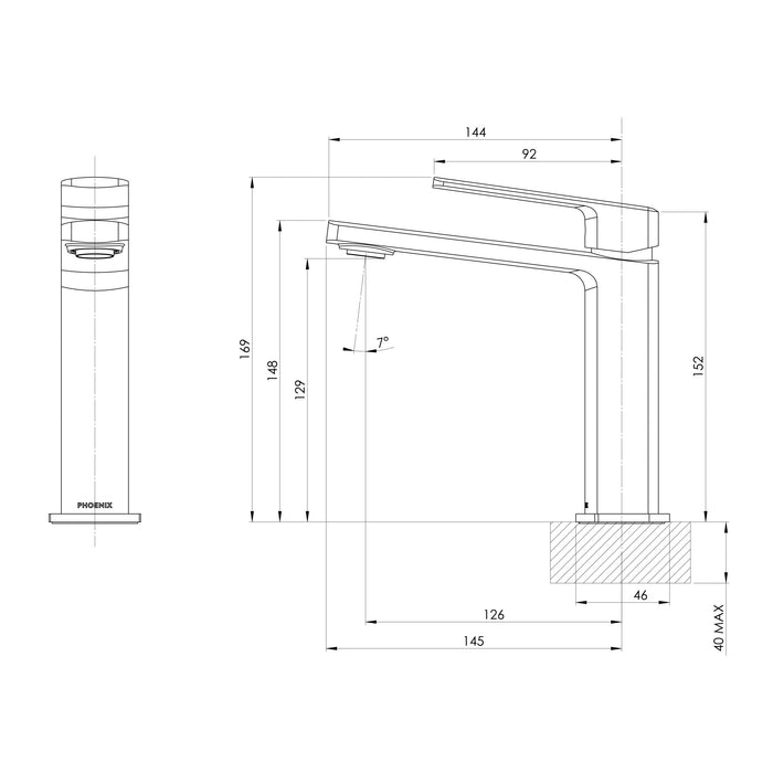 Specification line drawing