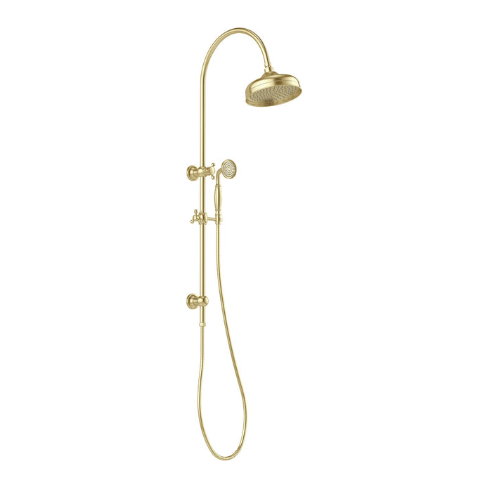 Cromford Twin Shower with 210mm Overhead Rose (Brushed Gold)