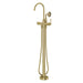 Cromford Floor Bath Mixer with Handshower (Brushed Gold)