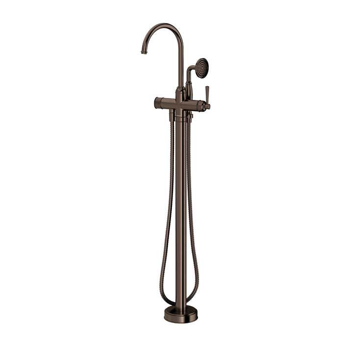 Cromford Floor Bath Mixer with Handshower (Brushed Bronze)