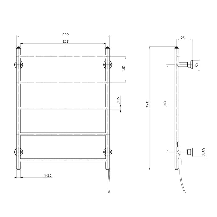 Cromford Heated Towel Ladder (Multiple finish options)