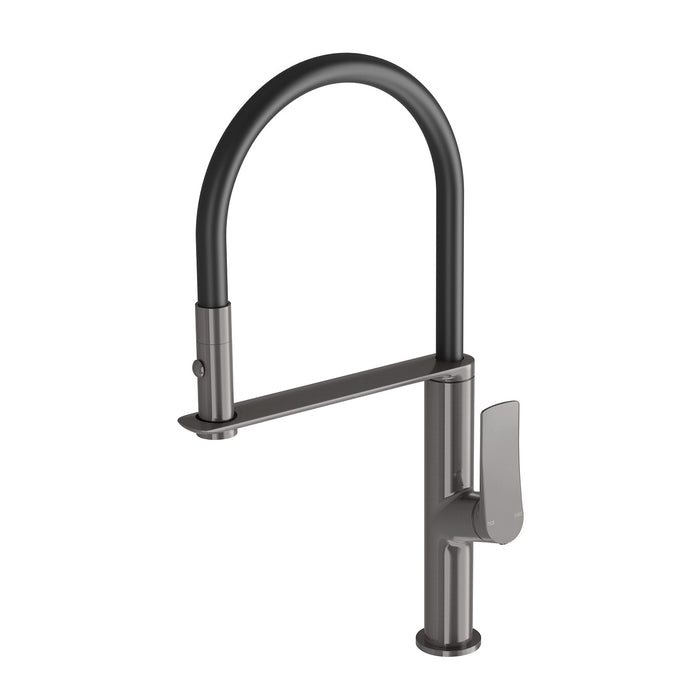 Kusabi Flexible Hose Sink Mixer 200mm (Brushed Carbon)