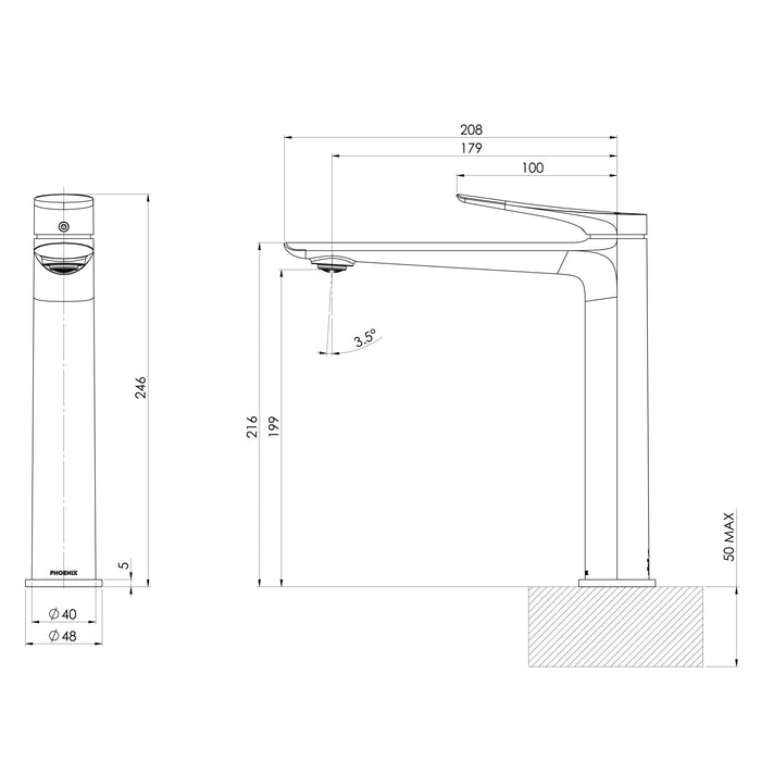 Kusabi Vessel Mixer (Multiple Finish Options)