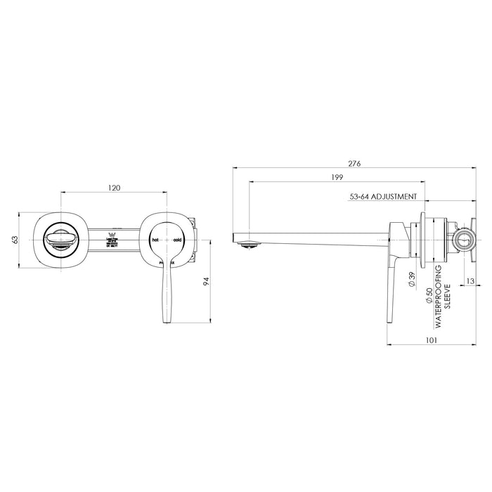 Vask SwitchMix Wall Basin/Bath Mixer Pin Down Lead Free (Multiple Finish Options)