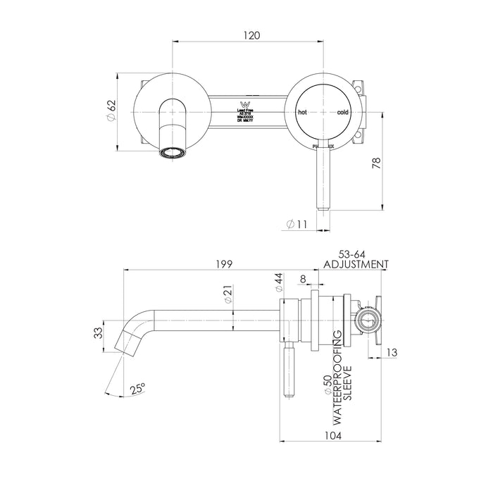 Specification line drawing