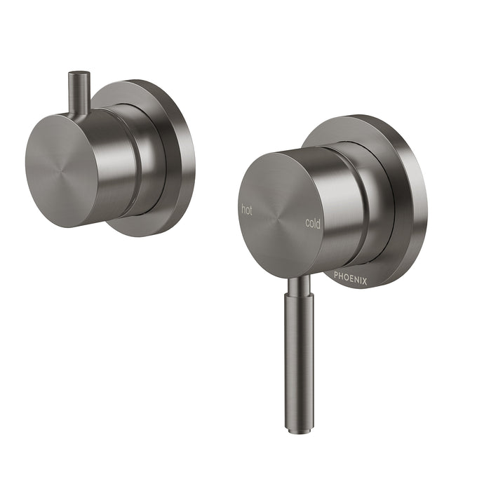 Vivid MkII Wall Mixer Pin Down with Diverter Switch (Brushed Carbon)