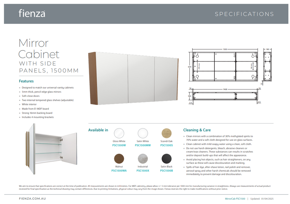 Product Specification Information