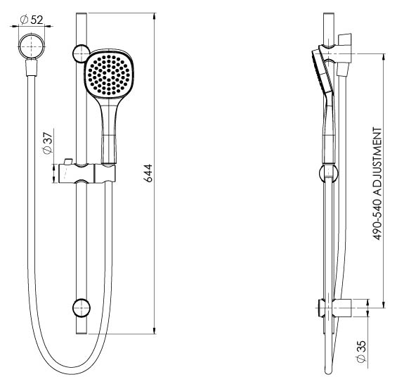 Teva Rail Shower (Line Drawing)