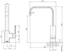 Teva Sink Mixer 200mm Squareline (Chrome) (Line Drawing)