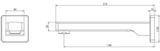 Teva Wall Bath Outlet 200mm (Chrome) (Line Drawing)