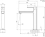 Teva Vessel Mixer (Matte Black) (Line Drawing)