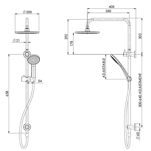 Pina Twin Shower (Line Drawing)